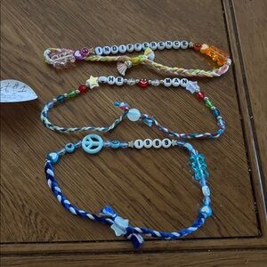 Set of 3 TS Blue and Green Beaded Friendship Bracelets